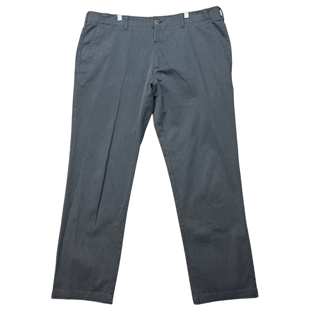 Haggar In Motion Pants Mens 40x32 Gray Straight Leg Stretch Waistband Chinos EUC